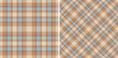 Two elegant plaid patterns in beige and light blue. Perfect for textile design, fashion, home decor, or website backgrounds. vector
