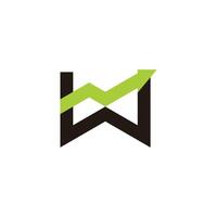 letter w arrow up chart green simple work logo vector