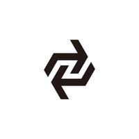 letter n negative space rotate arrow geometric logo vector