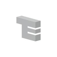 letter te simple 3d flat shadow gradient logo vector