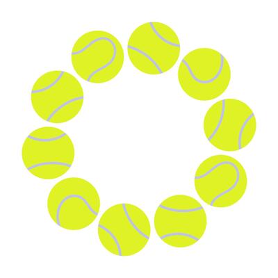 Bright tennis ball circle frame in flat style. Sporty design element for banners, posters, or tennis-themed projects. Minimal and playful illustration.