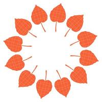 Autumn leaves circle frame. vector