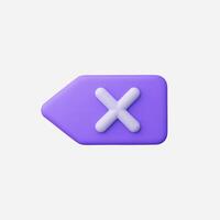 A modern purple tag icon featuring an error symbol in a clean design. vector