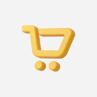 Stylized yellow shopping cart icon on a clean background. vector