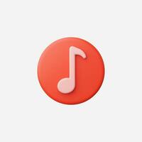 A vibrant red circular music note icon against a clean background. vector