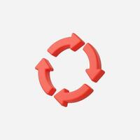 A minimalist red circular arrow icon representing rotation. vector