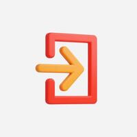 A colorful arrow icon indicating exit or direction to follow. vector