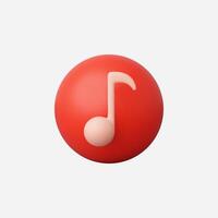 A stylized red music note icon in a playful, minimalistic design. vector