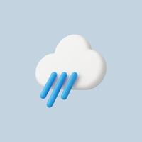 A soft, minimalistic cloud icon with blue raindrops against a light background. vector