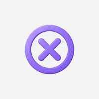 Minimal purple cancel icon on a clean background. vector