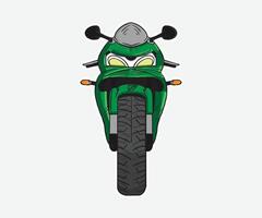 A green motorcycle is shown on a white background vector