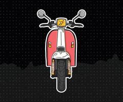 A red scooter on a black background vector