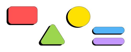 Colorful geometric shapes with shadows on white background. vector