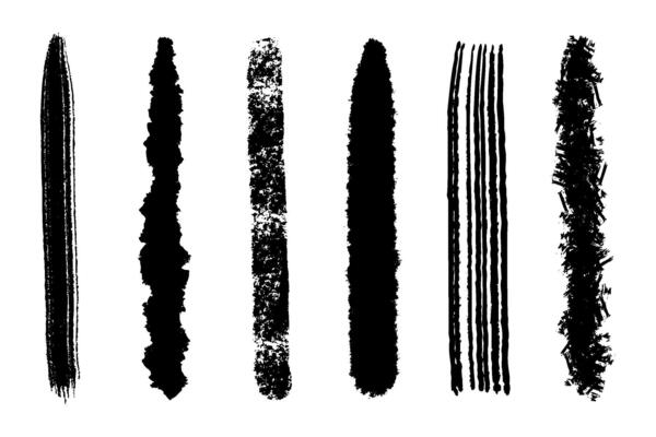 Set of brush strokes isolated on white background. Grungy paintbrush collection. Black ink dirty texture banners.