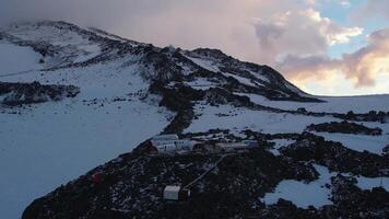 High-altitude camp on Elbrus mountain in winter conditions video