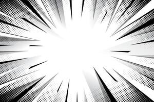 black and white radial lines halftone gradient comic background vector