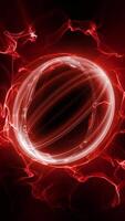 A glowing fiery red digital sphere with glowing rings symbolizing futuristic energy. video