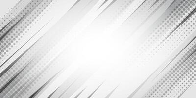 white and grey halftone dots and speed lines background vector