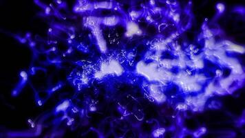 Abstract glowing blue fiber optic strands swirling in a dynamic digital network formation video