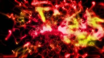 Abstract glowing red fibre optic threads twist into a dynamic digital network structure video