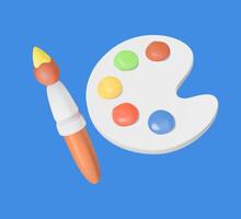 Paint palette and brush illustration vector