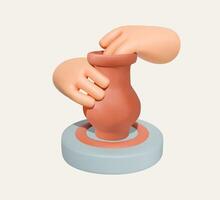 Hands shaping a pottery piece vector