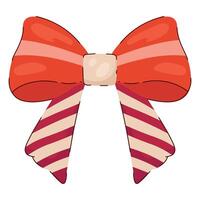 Christmas Red Bow in Hand Drawn Retro Style Isolated on White Background. Vintage ribbon. Cute funny bowknot perfect for Holiday events, cards, posters, patterns, gifts vector