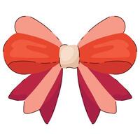 Cute Cartoon Red Ribbon in Hand Drawn Style Isolated on White Background. Cute funny bowknot perfect for Holiday events, cards, posters, patterns, gifts vector