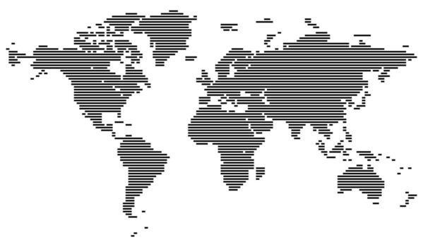 Horizontal line shape world map that visualizes global landmasses. A clean, graphic solution for mapping and design. Horizontal line shape world map feathering abstract country boundary in line shape vector
