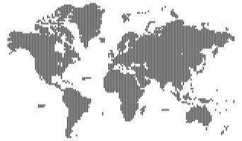 Vertical dotted world map featuring isolated continents in a global infographic layout. Great for modern geography. Realistic vertical line shape dotted world map feathering abstract country boundary vector