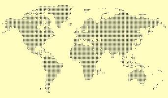 Minimalist dotted world map design with a focus on topography and global reach. Abstract business graphics or educational materials. Dot world map feathering abstract country boundary in dotted shape vector