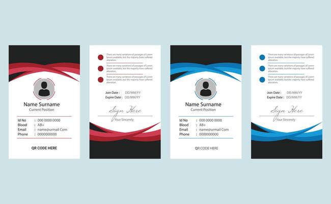 Modern creative clean editable corporate professional business identity office employee id card template design.