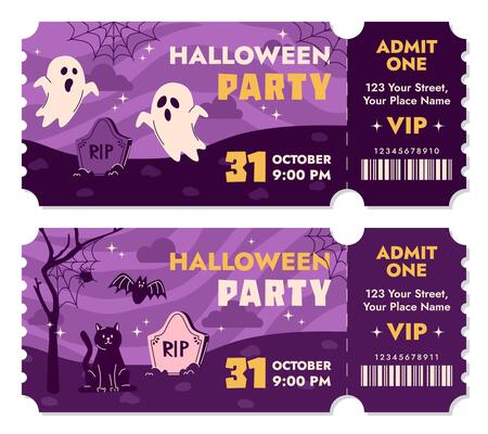 Collection of Halloween Party Tickets Template.