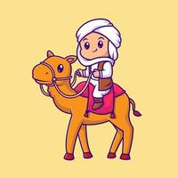 Cute Man Riding Camel Cartoon vector
