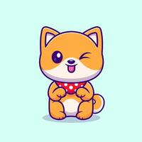 Cute Baby Shiba Inu Dog Sitting Cartoon vector