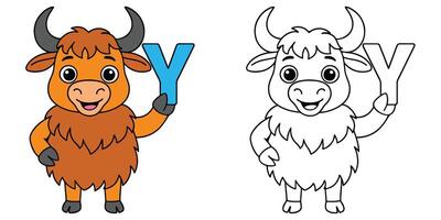 Cartoon animals holding the letter Y vector