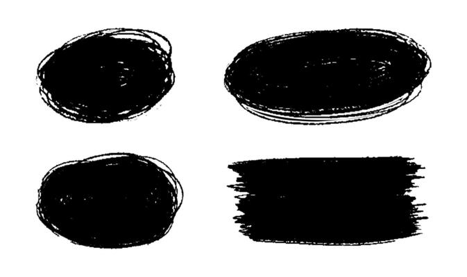 Brush stroke, chalk round texture by marker, charcoal circle black grunge scribbles, chalk frame, pencil crayon line. Perfect for modern typography, posters, packaging, creative layouts, graphic