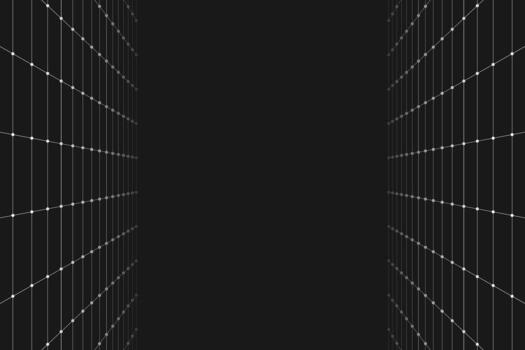 Futuristic perspective grid. Abstract wireframe with white grid line on black background. . vector