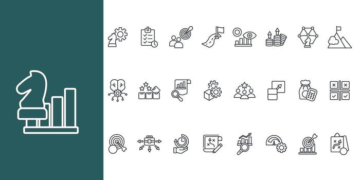 business strategy set line linear style sign for use web vector