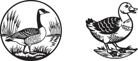 WebGoose and Duck in Circular and Open Designs vector