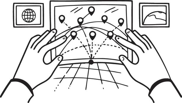 interactivo datos visualización interfaz con global red conexiones vector