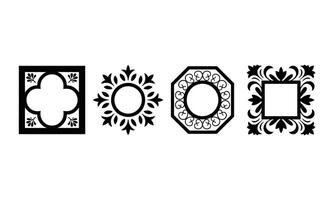 Azulejos decorative borders collection silhouette vector