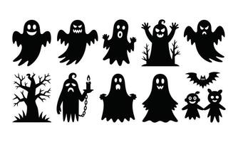 Collection of ghostly figures silhouette vector