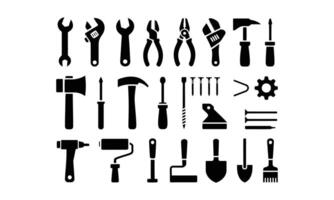 Set of hand tool icons silhouette vector
