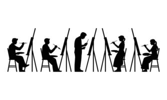 Artistic painter figure silhouette vector