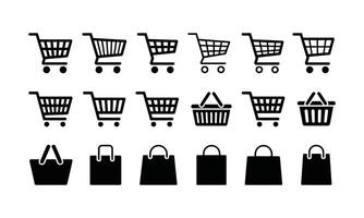 Shopping icons set silhouette vector