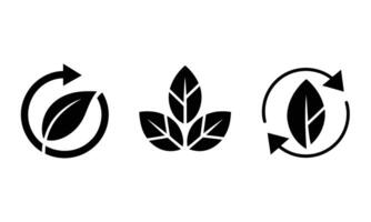 Stylized leaf icon set silhouette vector