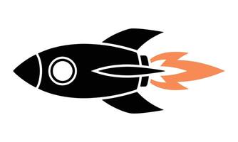 Stylized rocket ship ascent silhouette vector