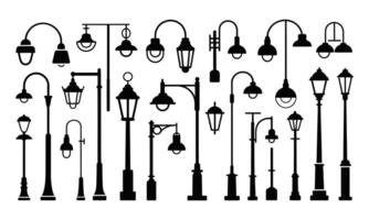 Set of lamp graphics silhouette vector
