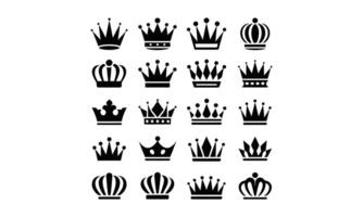 Royal crown collection design elements silhouette vector